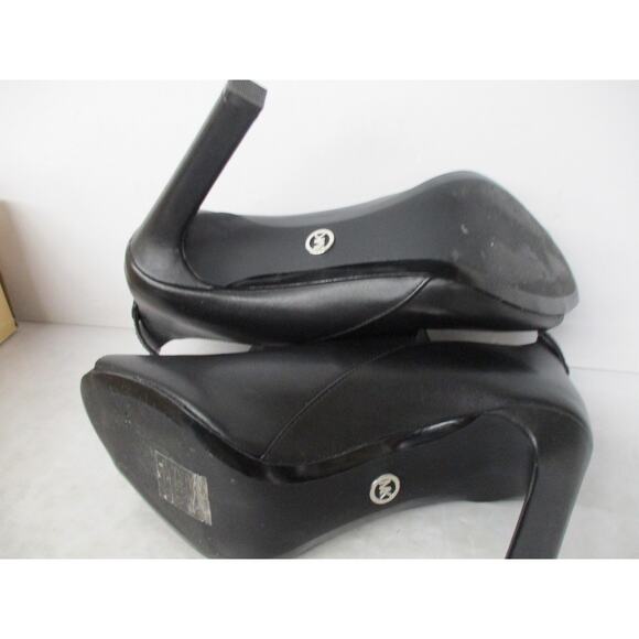 USED Michael Kors Women Lawson Leather Peep Toe Ankle Wrap Booties, black-Sz 8.5 - Picture 4 of 12